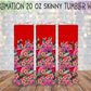 Floral Tattoo Knife 20 Oz Skinny Tumbler Wrap - Sublimation Transfer - RTS