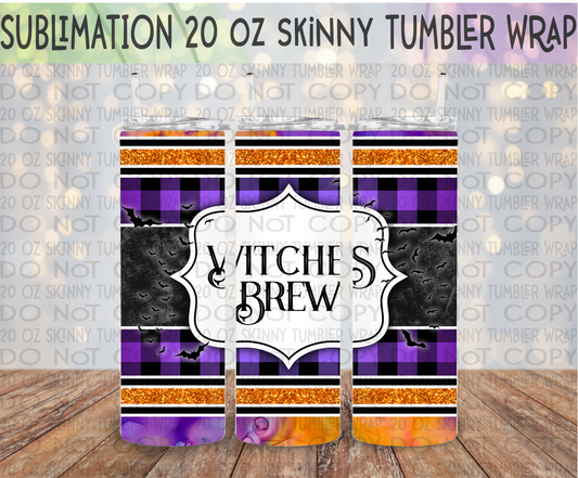 Witches Brew 20 Oz Skinny Tumbler Wrap - Sublimation Transfer - RTS