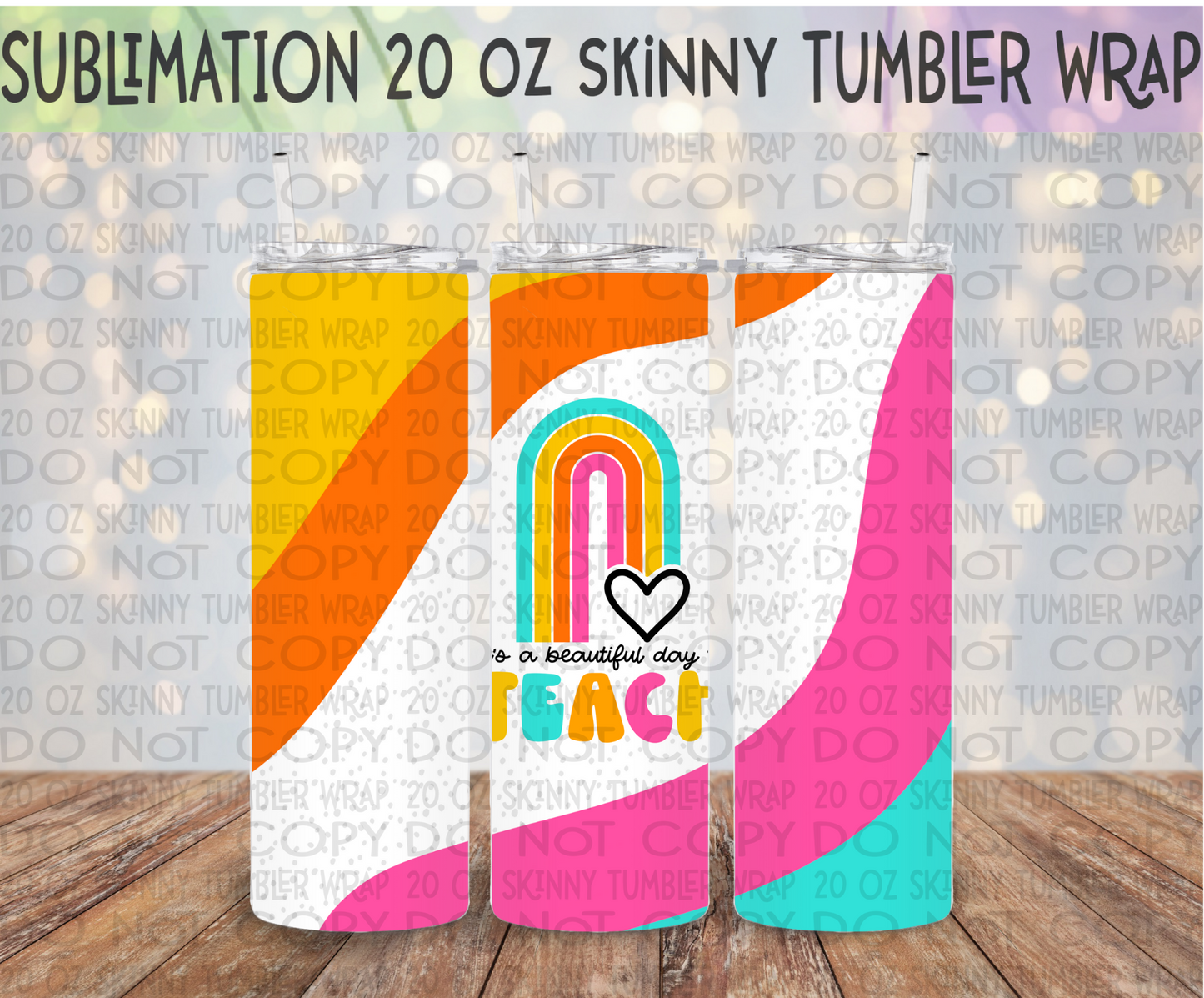 It's a Beautiful Day to Teach 20 Oz Skinny Tumbler Wrap - Sublimation Transfer - RTS
