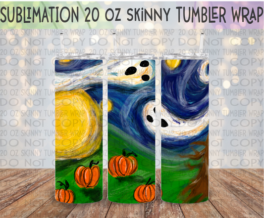 Ghost Painting 20 Oz Skinny Tumbler Wrap - Sublimation Transfer - RTS