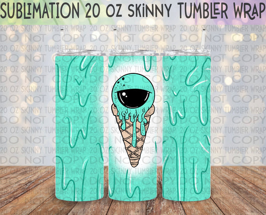 Eye Scream 20 Oz Skinny Tumbler Wrap - Sublimation Transfer - RTS