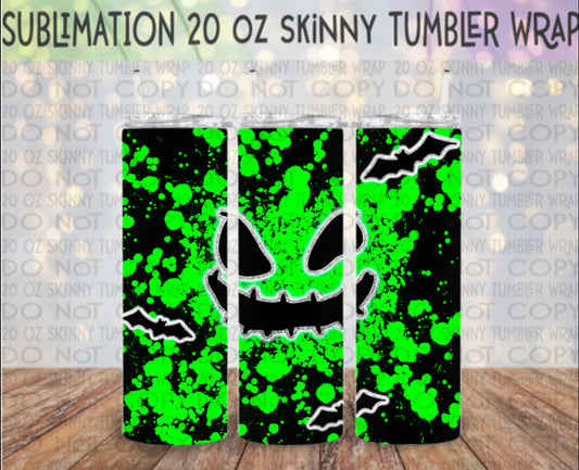 Oogie Splatter 20 Oz Skinny Tumbler Wrap - Sublimation Transfer - RTS