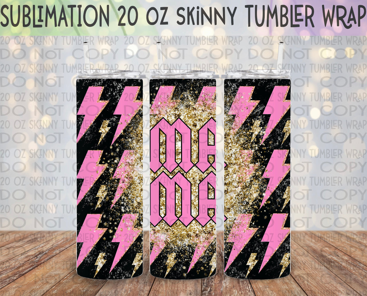 Pink Mama 20 Oz Skinny Tumbler Wrap - Sublimation Transfer - RTS