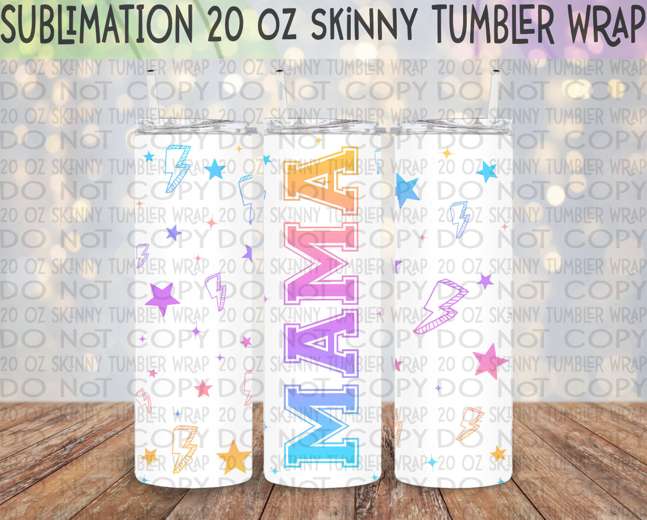 Pastel Mama 20 Oz Skinny Tumbler Wrap - Sublimation Transfer - RTS