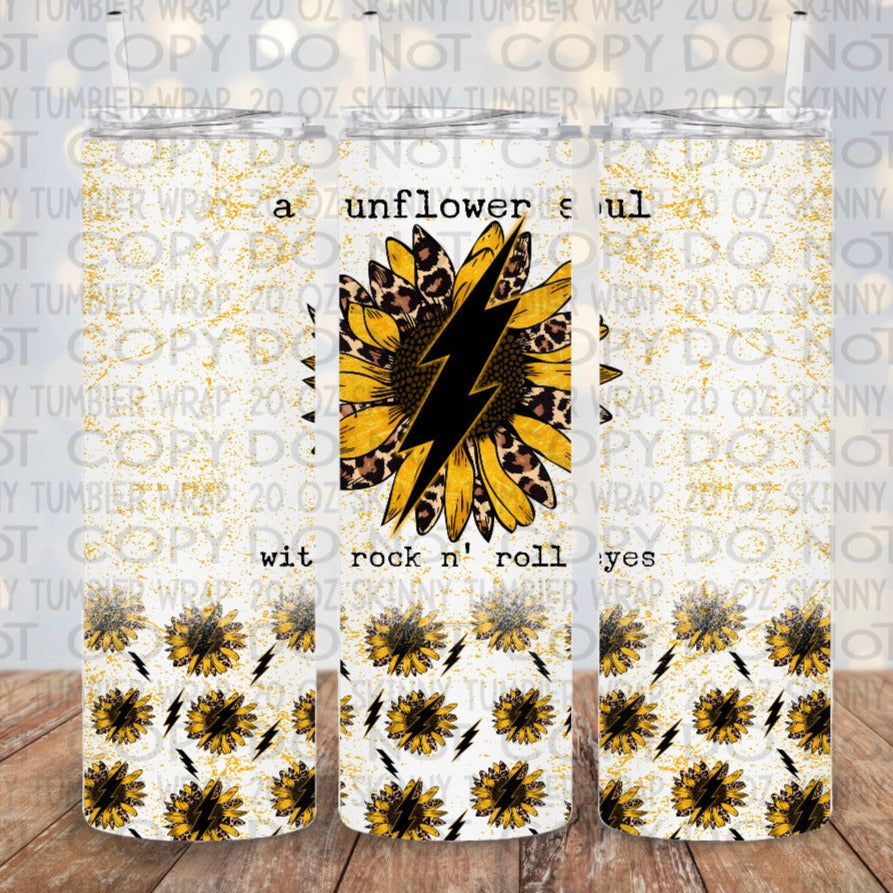 A Sunflower Soul Skinny Tumbler Wrap - Sublimation Transfer- RTS