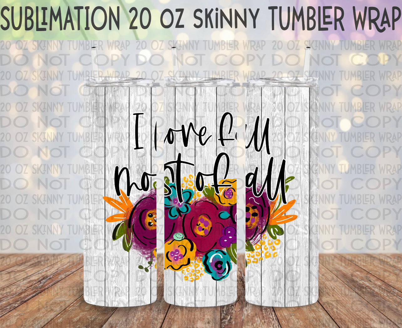 I Love Fall Most of All Composition Notebook 20 Oz Skinny Tumbler Wrap - Sublimation Transfer - RTS